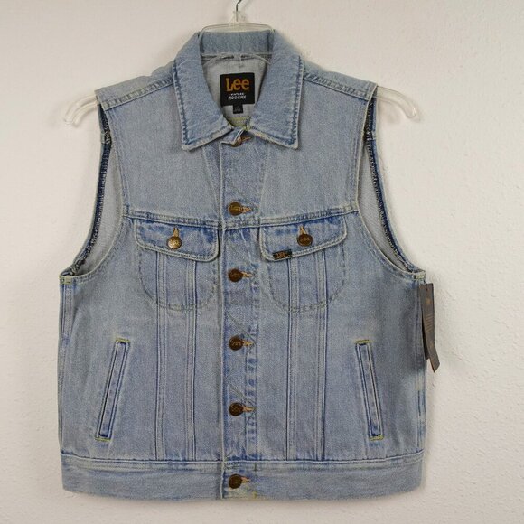 Lee Jackets & Blazers - Lee Denim Vest Women's Size M Blue Denim Sleeveless Motorcycle Casual Moto